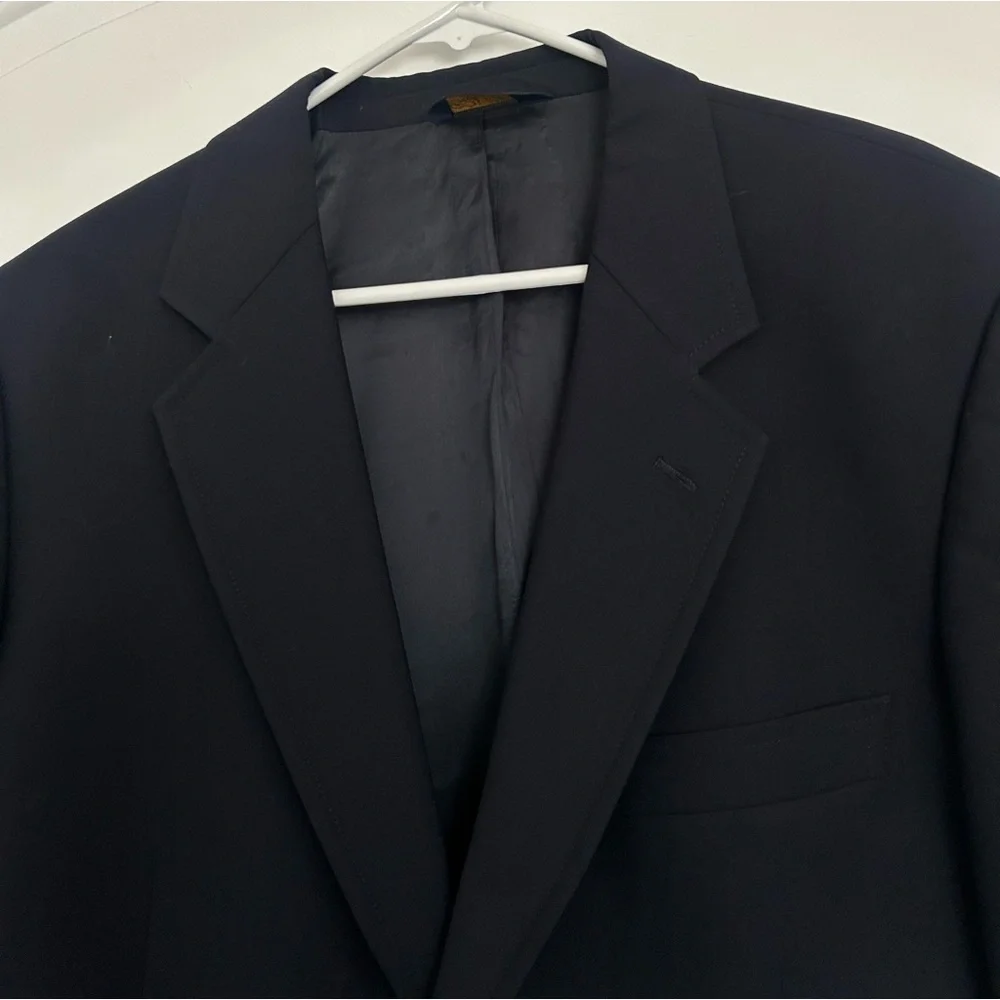 Brooks Brothers Blue Wool Coat Jacket Blazer Gold Buttons size 41L preppy work